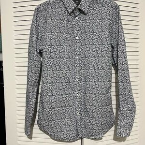 H&M Men's Monochrome Floral Button-Down Shirt